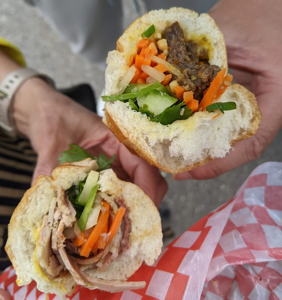 Fresh baguettes for banh mi at Saigon Deli — Vietnamese deli on 8 Ave SE Calgary