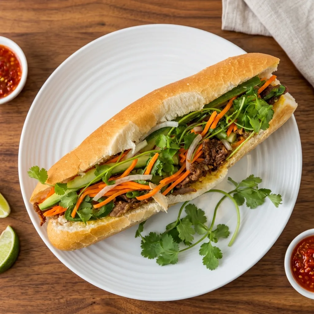 Satay Beef Vietnamese sub at Saigon Deli – spicy sate beef banh mi in Calgary SE
